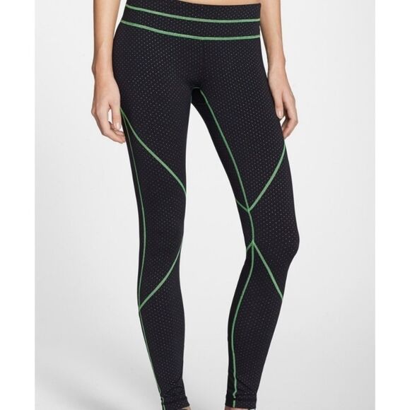 Zella Black halo leggings multicoloured polkadot Green stitch Sz S fitness gym - Picture 3 of 10